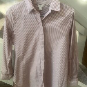 Pin striped burgundy and white classic shirt S